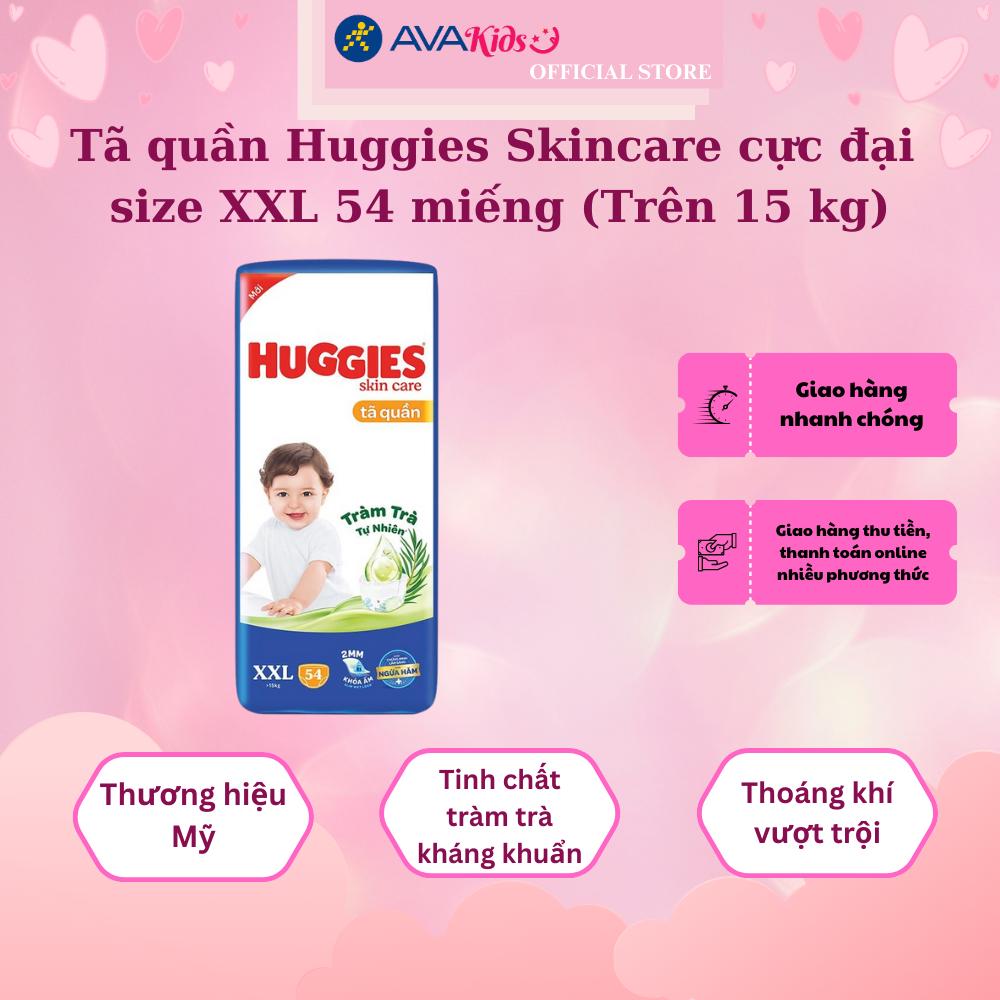 Tã quần Huggies Skincare cực đại size XXL 54 miếng (Trên 15 kg)