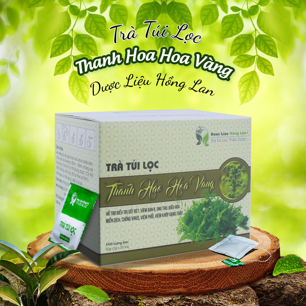 Trà Thanh Hao Hoa Vàng túi lọc hộp 60g Dược Liệu Hồng Lan - Hỗ trợ điều trị sốt rét, Viêm Gan B, ung thư, điều hòa miễn dịch, chống virus, viêm phổi, Viêm khớp dạng thấp,....