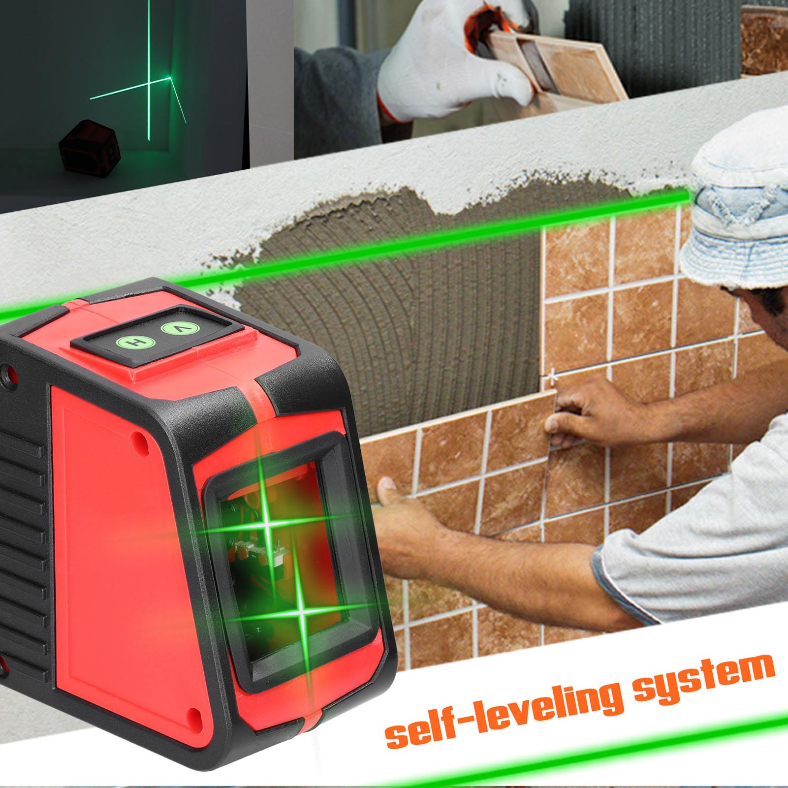 Multifunctional 2 Lines Laser Level Large Window Leveling Tool with 3° Self-leveling and Sound Light Alarm Function