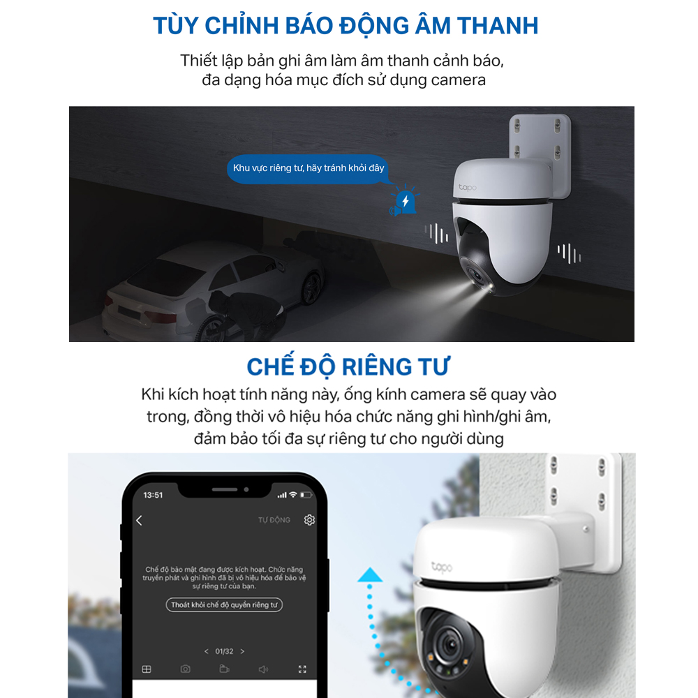 Camera WiFi TP-Link Tapo C510W / C520WS An Ninh Quay/Quét 360 Độ, Chống Nước - Hàng Chính Hãng