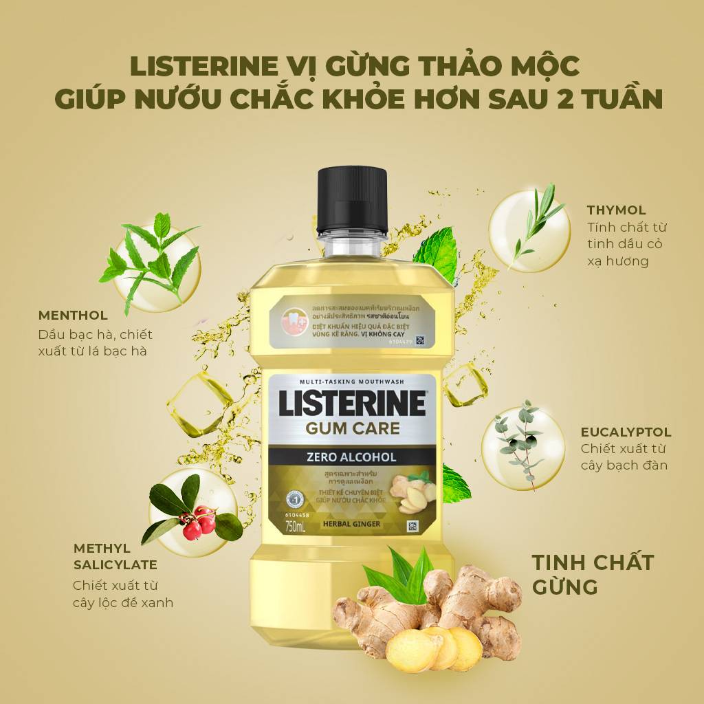 Bộ 2 Chai Nước súc miệng giúp nướu chắc khỏe Listerine Gum Care 750ml/chai 101109930