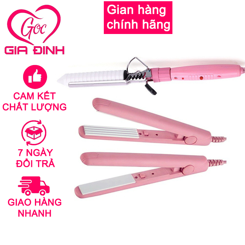 BỘ SP Máy làm tóc mini + Máy dập xù mini + Máy làm xoăn Trục Sứ Cao cấp