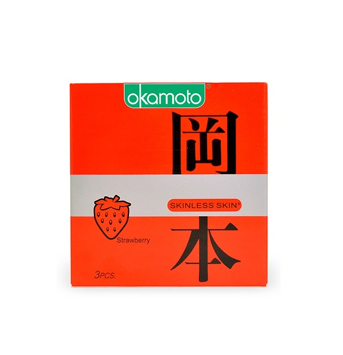 Bao Cao Su Hương Dâu - Có Gel Bôi Trơn - Nhật Bản - okamoto Strawberry - Chính Hãng