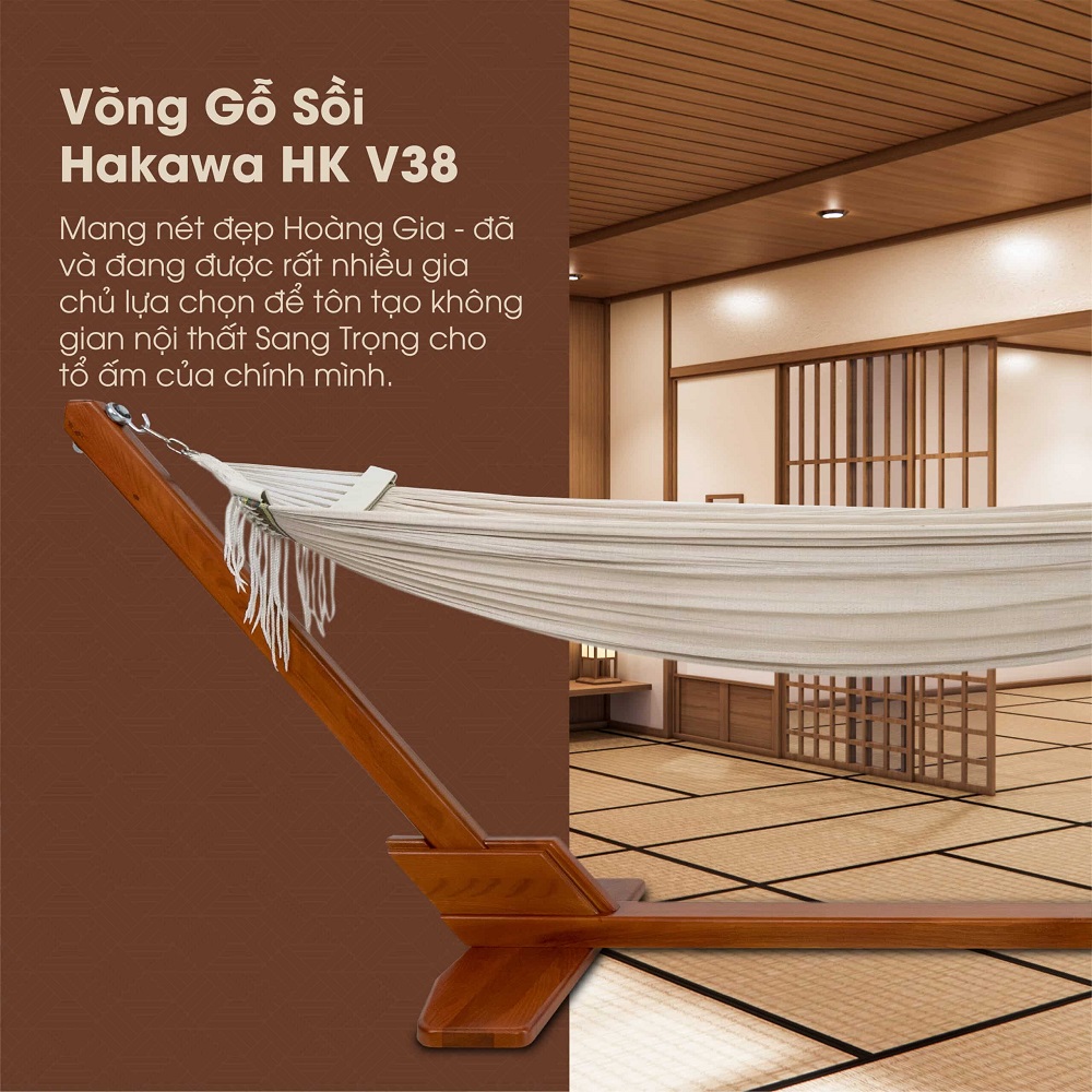 Võng Gỗ Sồi Tự Nhiên Phong Cách Hoàng Gia HAKAWA HK-V38
