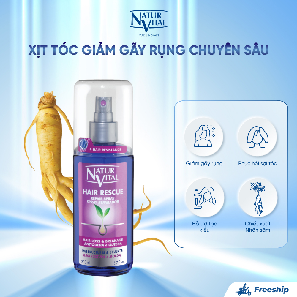 Xịt Tóc NaturVital Hair Loss Leave-in Anti-Breakage Chiết Xuất Nhân Sâm Hỗ Trợ Giảm Gãy Rụng Chuyên Sâu, Giúp Phục Hồi & Bảo Vệ Ngọn Tóc, Hỗ Trợ Tạo Kiểu