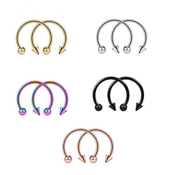 2-7pack 10 Piece 16G Nose Septum Horseshoe Hoop Earring Tragus Lip Piercing Ring