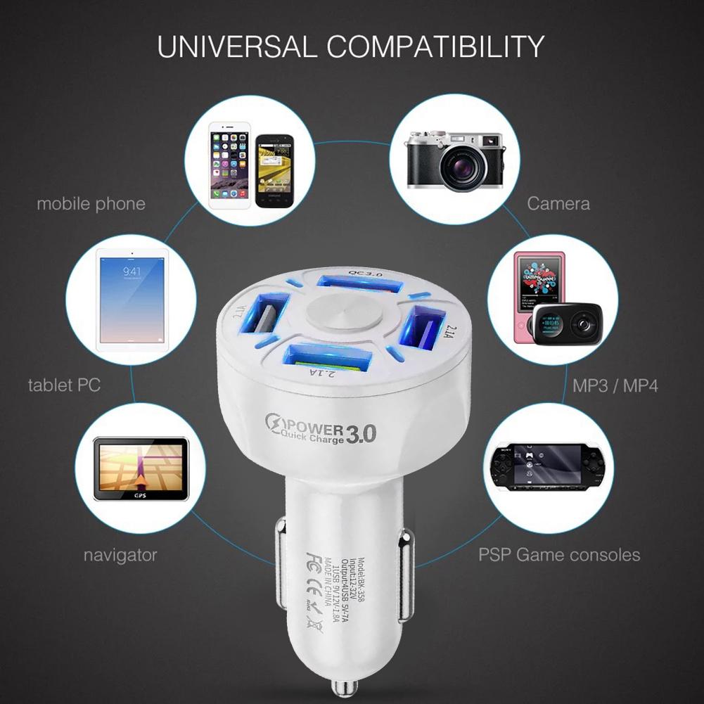 Bộ sạc điện thoại 4 Port Car Charge Quick Charge 35W Bộ chuyển đổi xe hơi nhanh Sạc nhanh