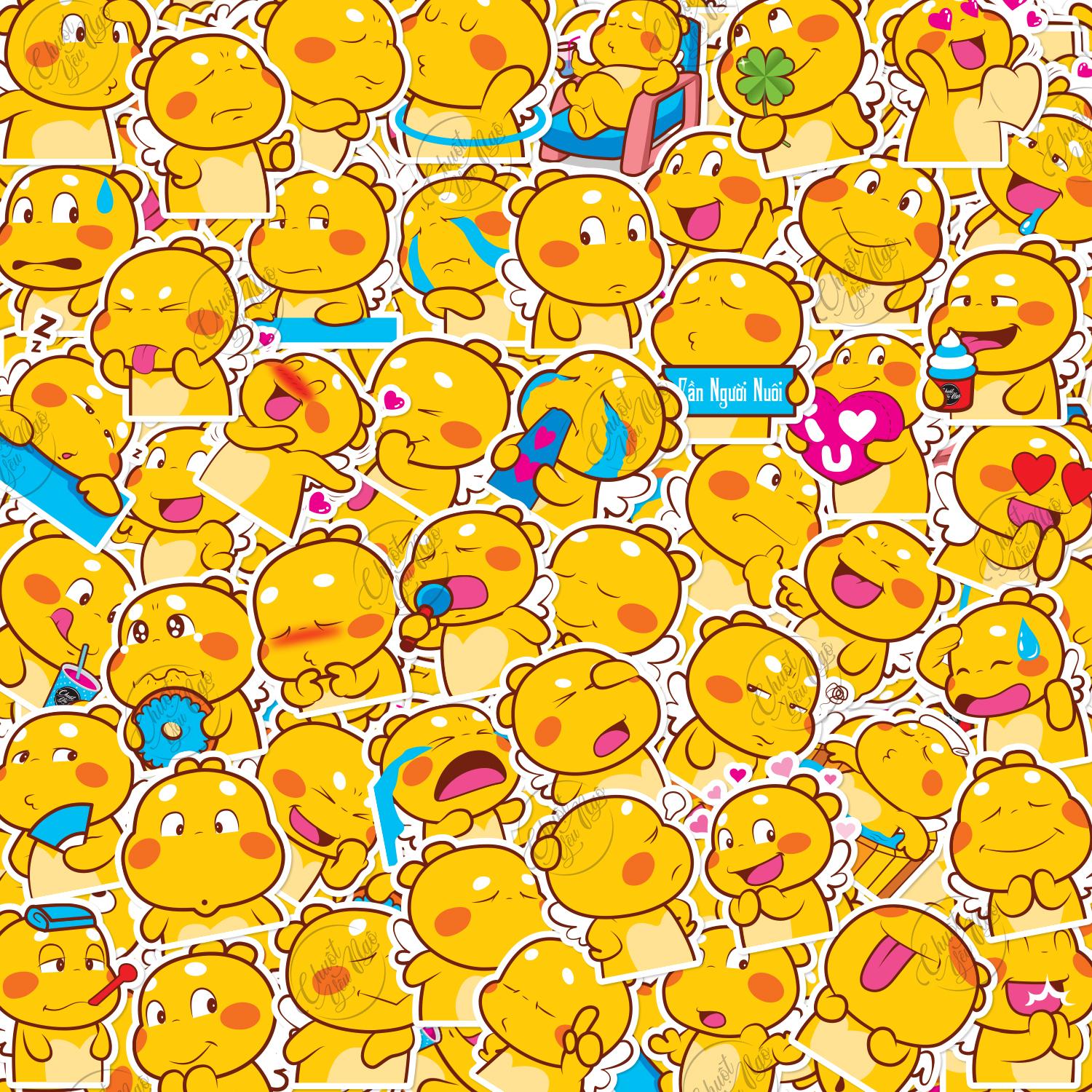 Set 30-100 Sticker khủng long Vàng Qoobee hình dán có ép lụa