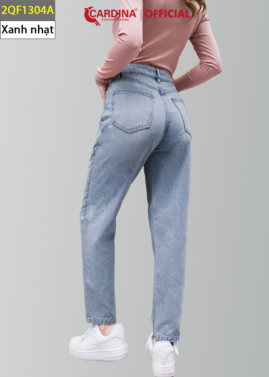 Quần Jeans Nữ CARDINA Cao Cấp Dáng Baggy Cài Khuy Có Khóa Kéo Dễ Mix Đồ 2QF13