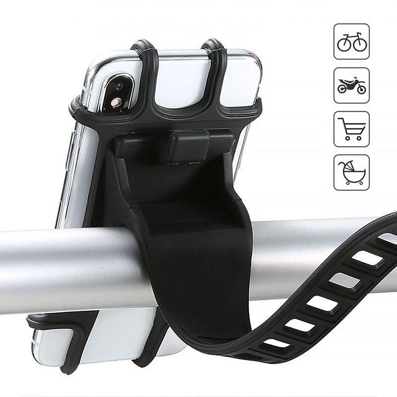 Silicone Bicycle Phone Holder for 11 pro max 6 7 8 plus X Xr Xs for Mobile Phone Mount Band Bike GPS Clip Universal