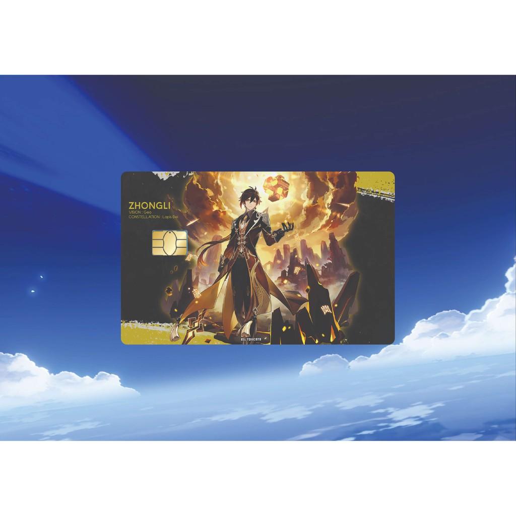 GENSHIN IMPACT ZhongLi ( Sticker dán Thẻ ATM,Thẻ Chung Cư , deacl dán thẻ, Bảo vệ thẻ