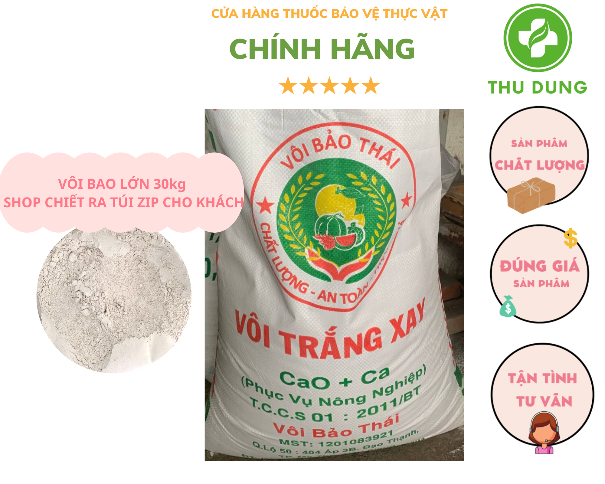 Vôi bột nông nghiệp dùng khử chua, hút ẩm cải tạo đất,sát trùng 1 Kg