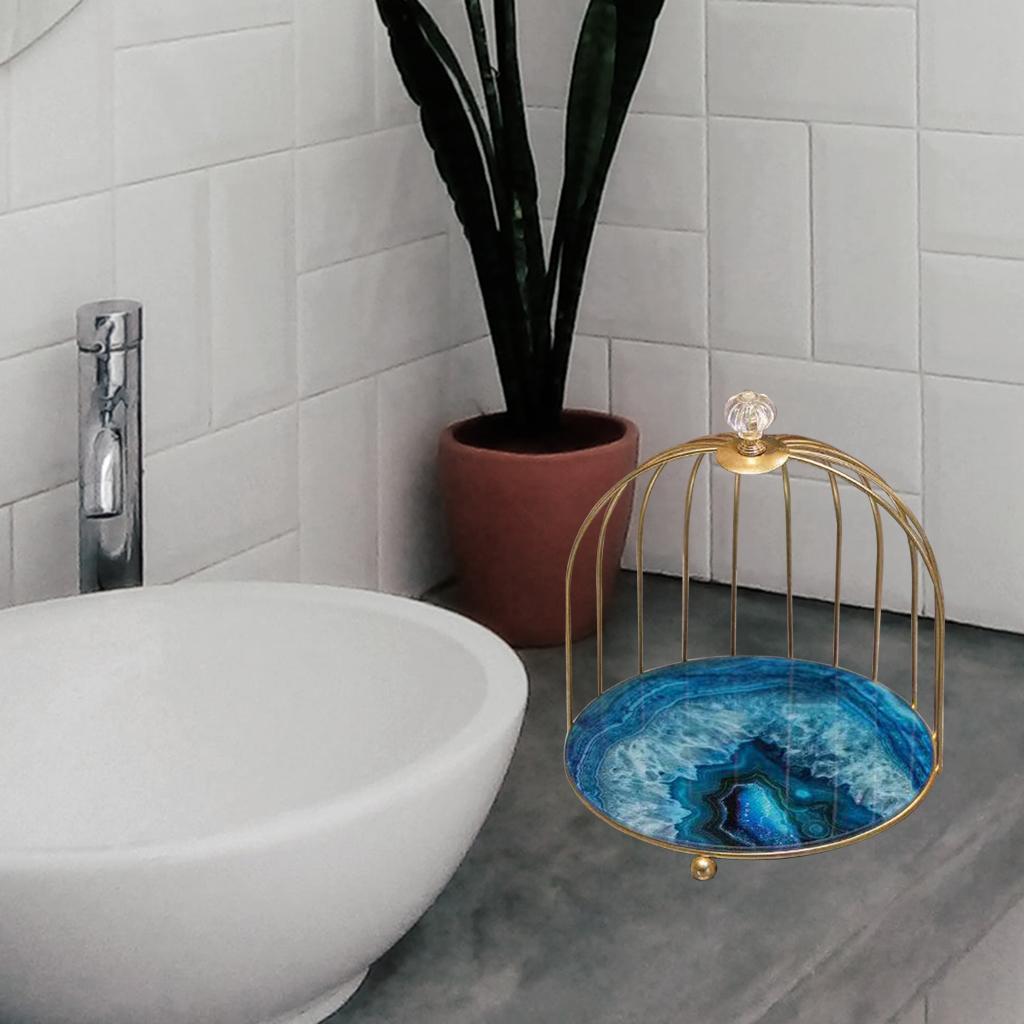 Cosmetics Rack Organizer Holder Dresser Bathroom Makeup Shelf 1-Tier Blue