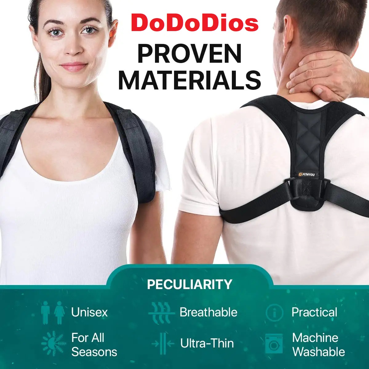 Posture Corrector for Women and Men - Invisible &amp; Adjustable Upper Back Brace for Clavicle Support - Effective Straightener and Providing Pain Relief from Neck, Back, Shoulder - Đai chống gù lưng - Hàng chính hãng DoDoDios