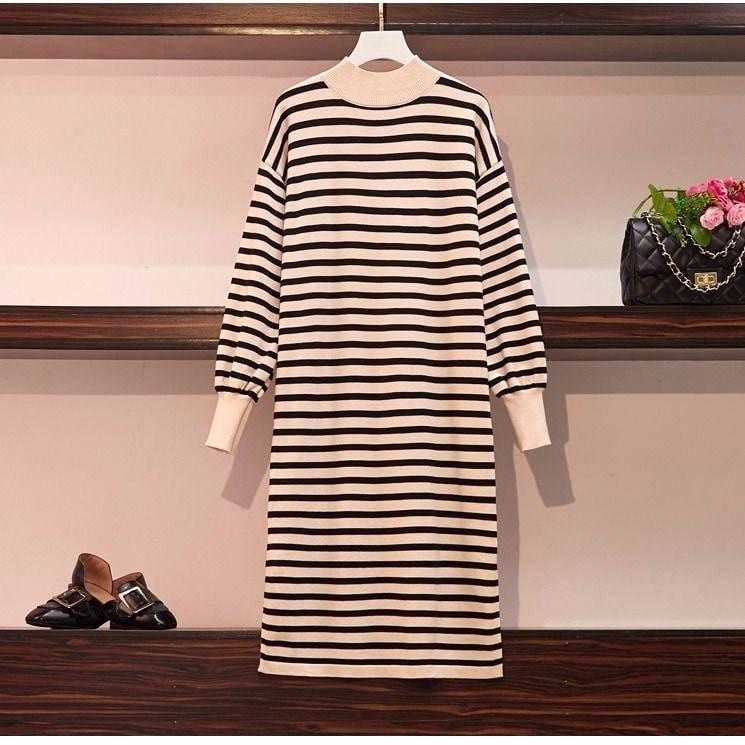 Váy Len Bầu Thu Đông Dáng Dài Họa Tiết Kẻ Cổ 3p Hàng Quảng Châu Phong Cách Ulzzang Hàn Quốc HD4815 Honey Mommy
