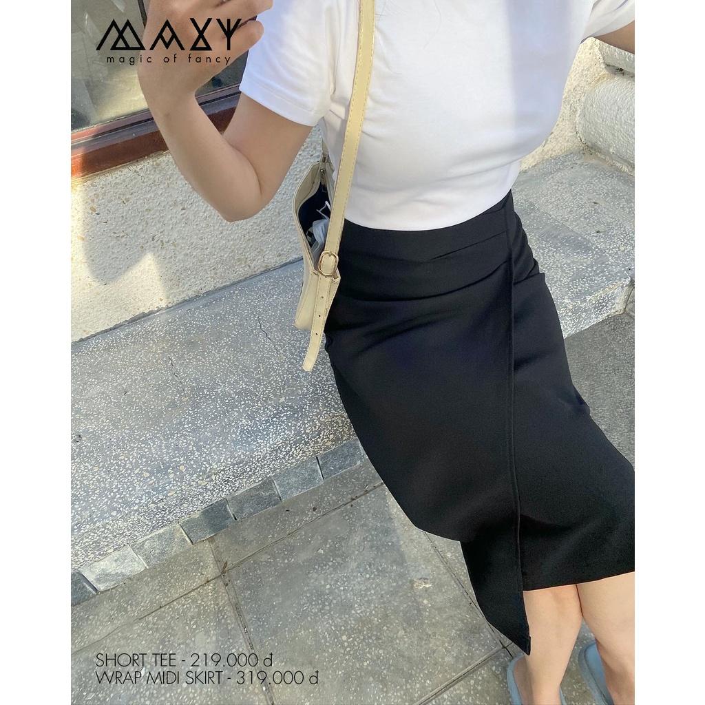 Chân váy đắp chéo tà lệch wrap midi skirt Maxy Workshop