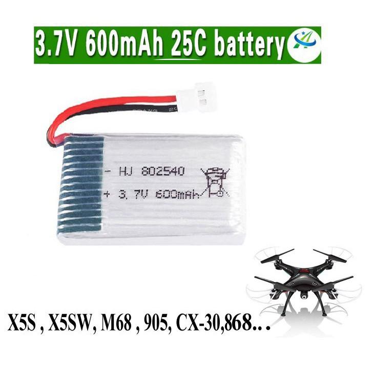 Pin Máy Bay Điều Khiển 3.7V 600mAh 25C (X5, X5C,X5SW.M68.XC-30...)