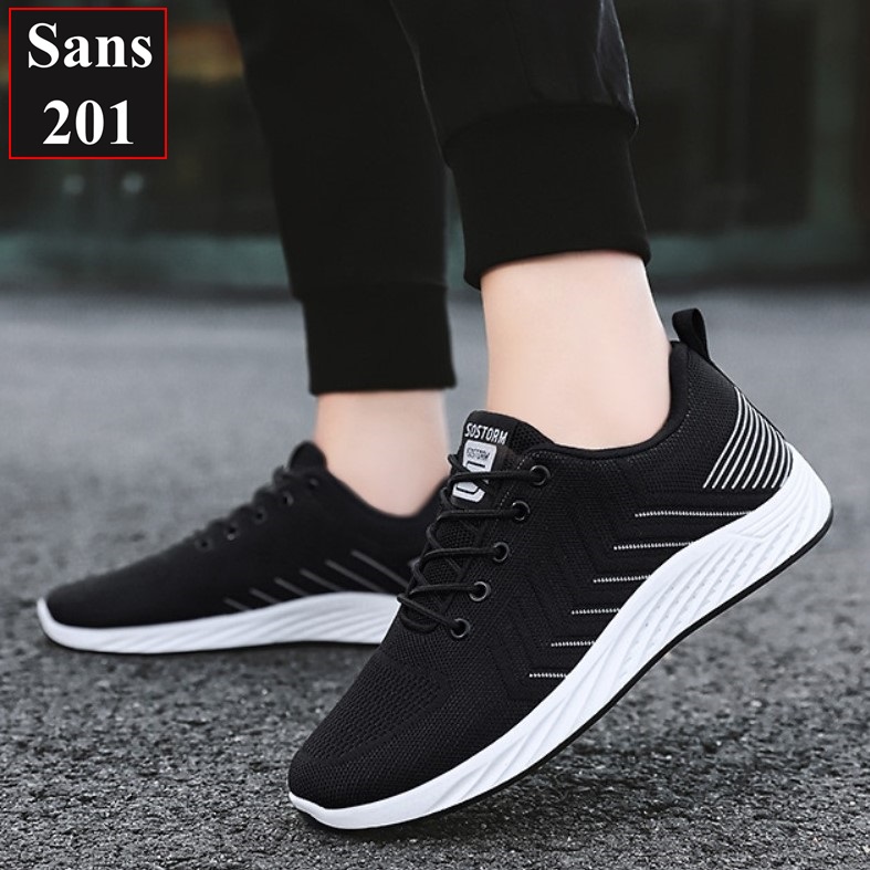 Giày sneaker nam fullbox Sans201 chất vải thoáng khí êm chân cho chạy bộ sport thể thao giá rẻ trẻ trung thời trang