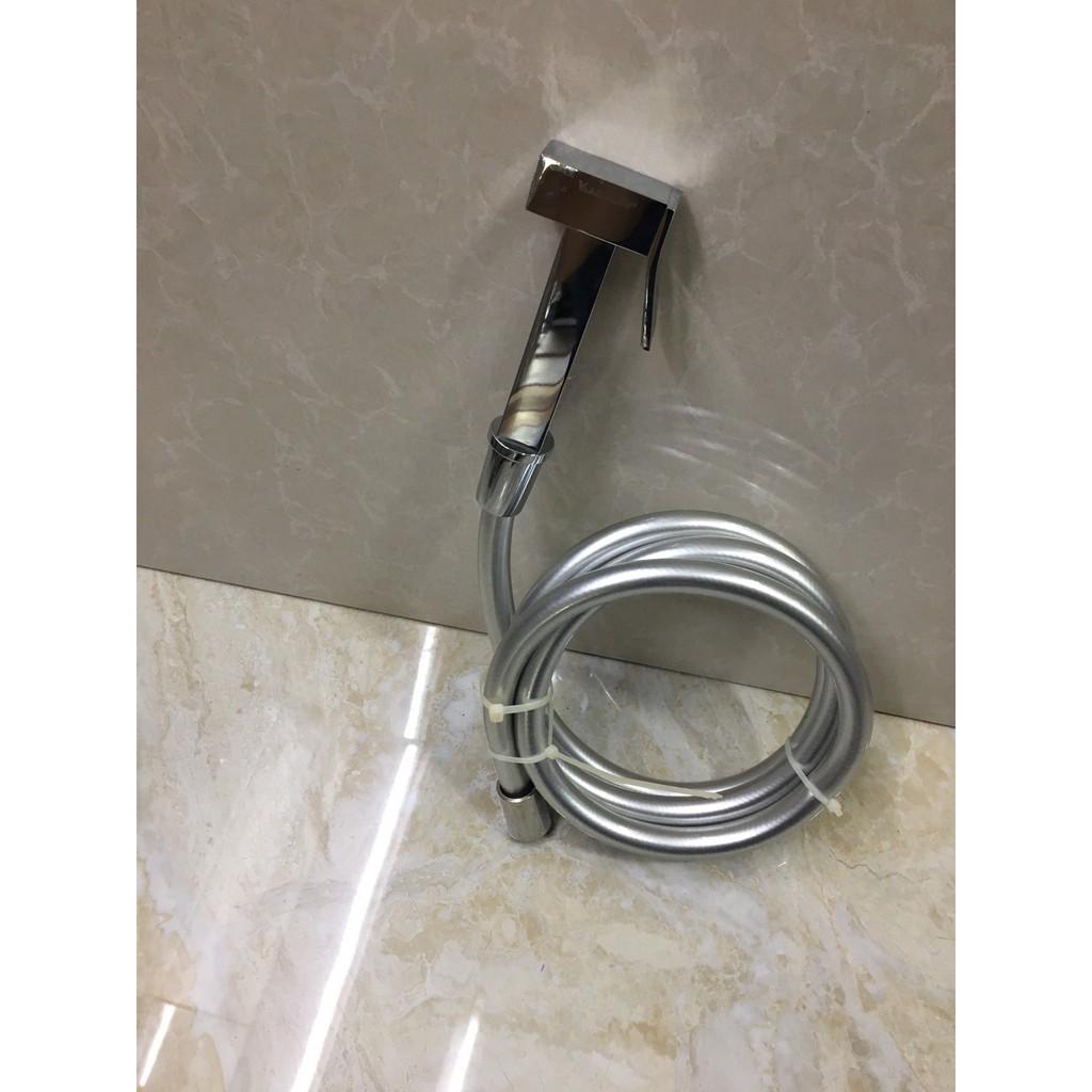 Bộ xịt nhà vệ sinh đầu đồng , dây nhựa cao cấp chịu áp