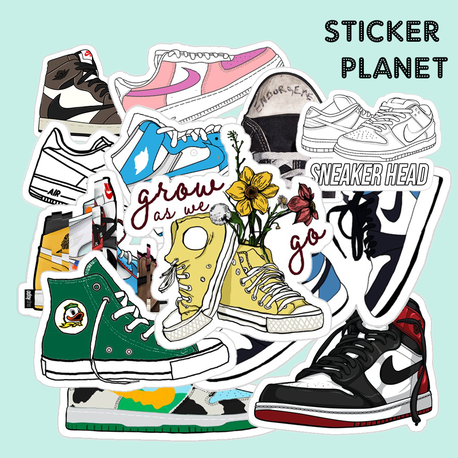 Bộ sticker chống thấm nước trang trí mũ bảo hiểm, laptop chủ đề giày sneaker