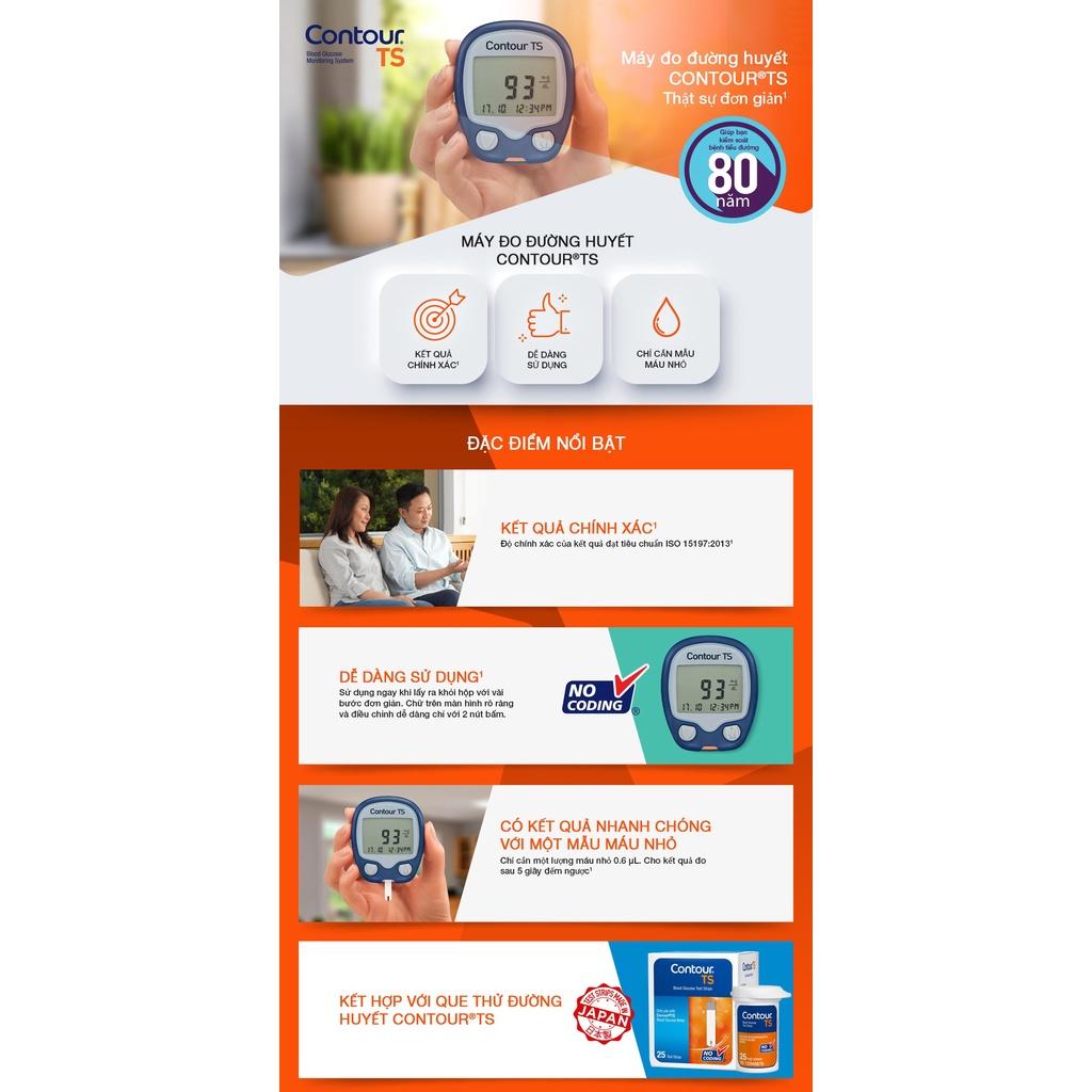 CONTOURTS Máy đo đường huyết + 100 Que Thử đường huyết + 100 Kim lấy máu thử đường huyết
