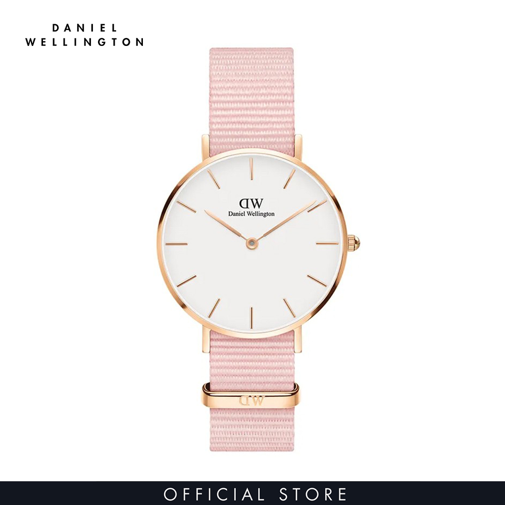 Đồng hồ Nữ Daniel Wellington dây vải nato - Petite Rosewater mặt trắng - vỏ vàng