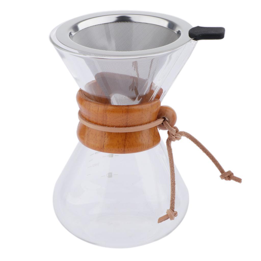 Coffee Maker Set Pour Over Coffee Pot + Cone Coffee Dripper Filter Net 400ml