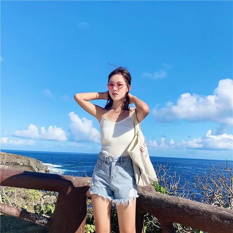 Quần Short Denim Viền Rách Thời Trang Mùa Hè Cho Nữ