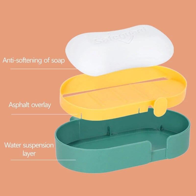 Household Drain Racks Tray Soap Holder Plastic Box Home Accessories Wall Shelf Double Soap Storage Rack Bathroom Storage Hooks