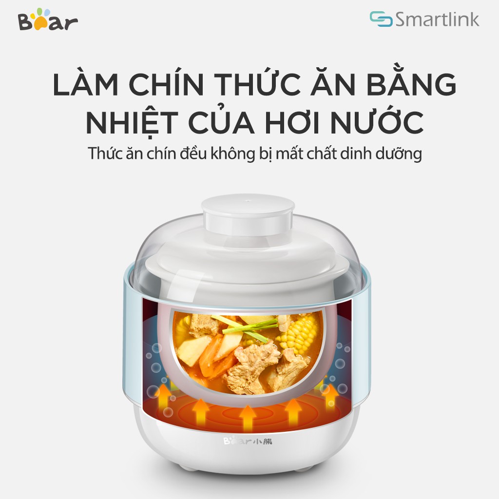 Nồi nấu cháo, ninh, hầm cách thủy Bear DDZ-A08G2 4in1 - Bảo hành 18 tháng - Hàng chính hãng