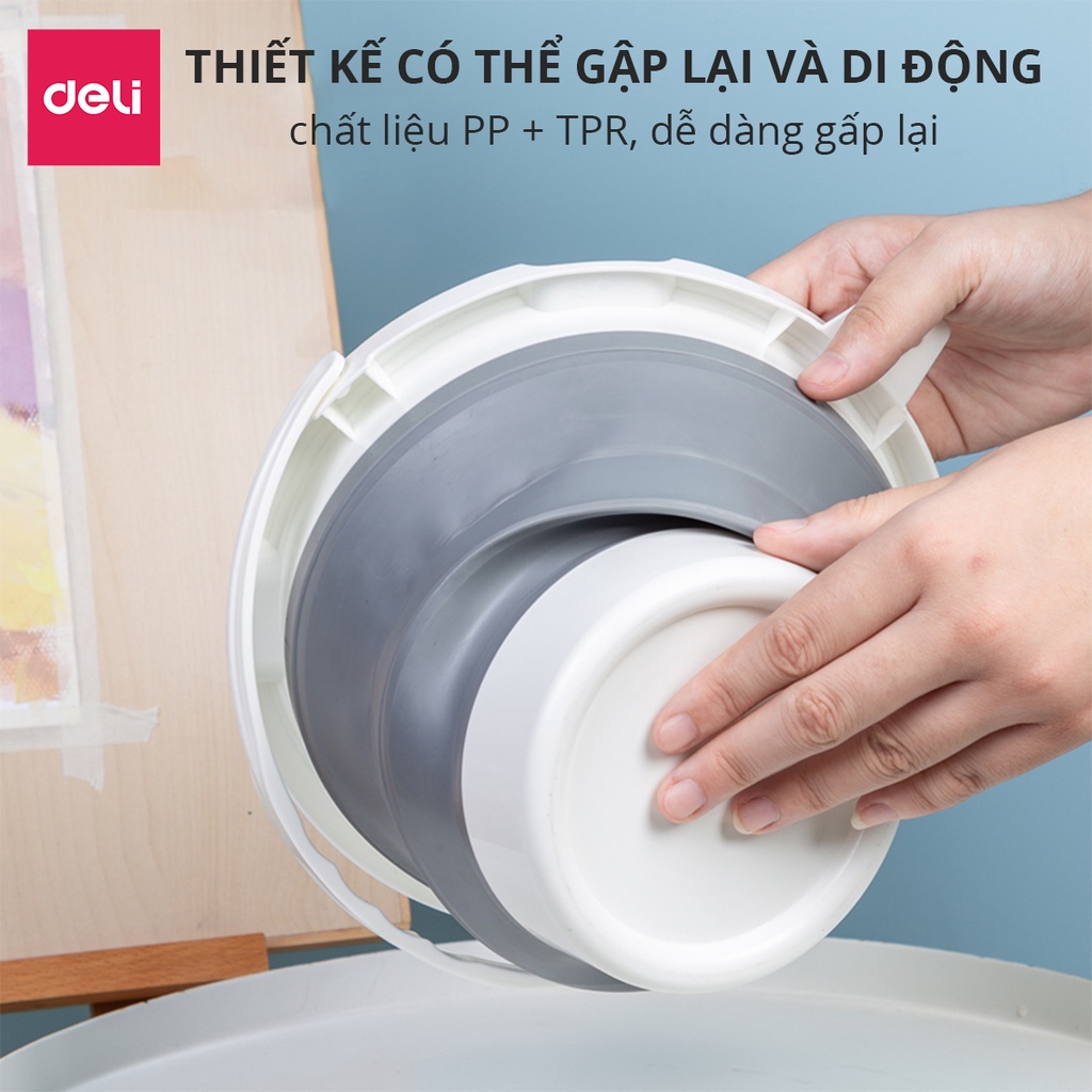 Cốc rửa cọ Deli - pha màu đa năng có thể gấp gọn - 73901