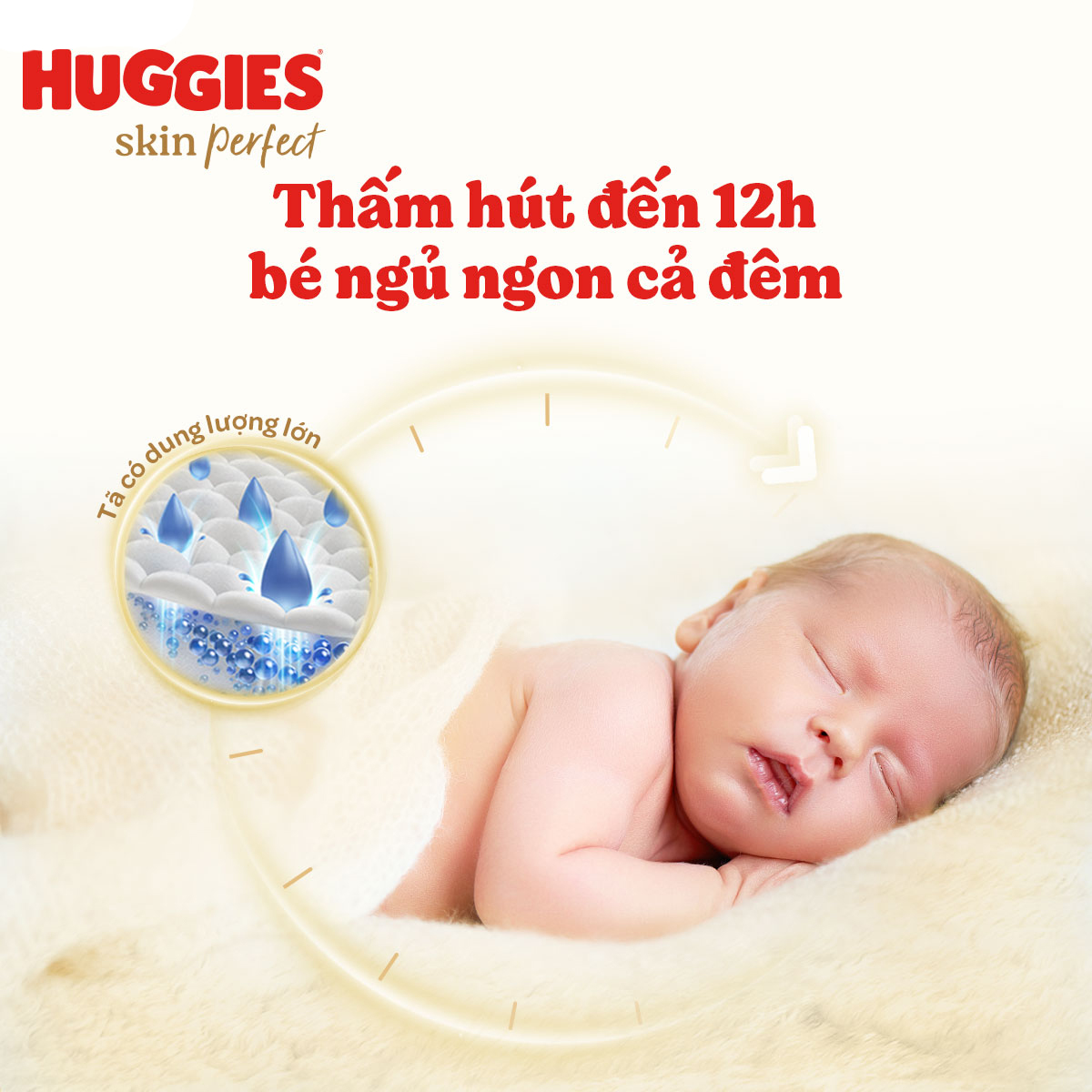 Tã quần Huggies Skin Perfect L Super Jumbo 60+6 miếng với 2 vùng thấm giảm kích ứng da