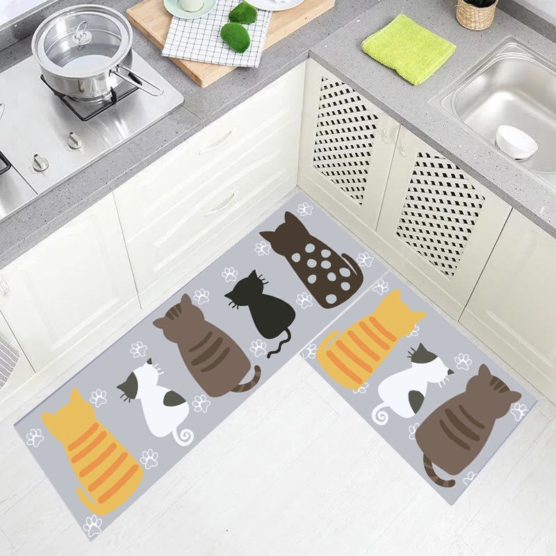 Set 2 Thảm Lau Chân Nhà Bếp Cao Cấp Chống Trơn Trượt, Thấm Hút Tốt Đế Cao Su Chống Trơn Trượt Hình Thú - Giao màu và hình ngẫu nhiên