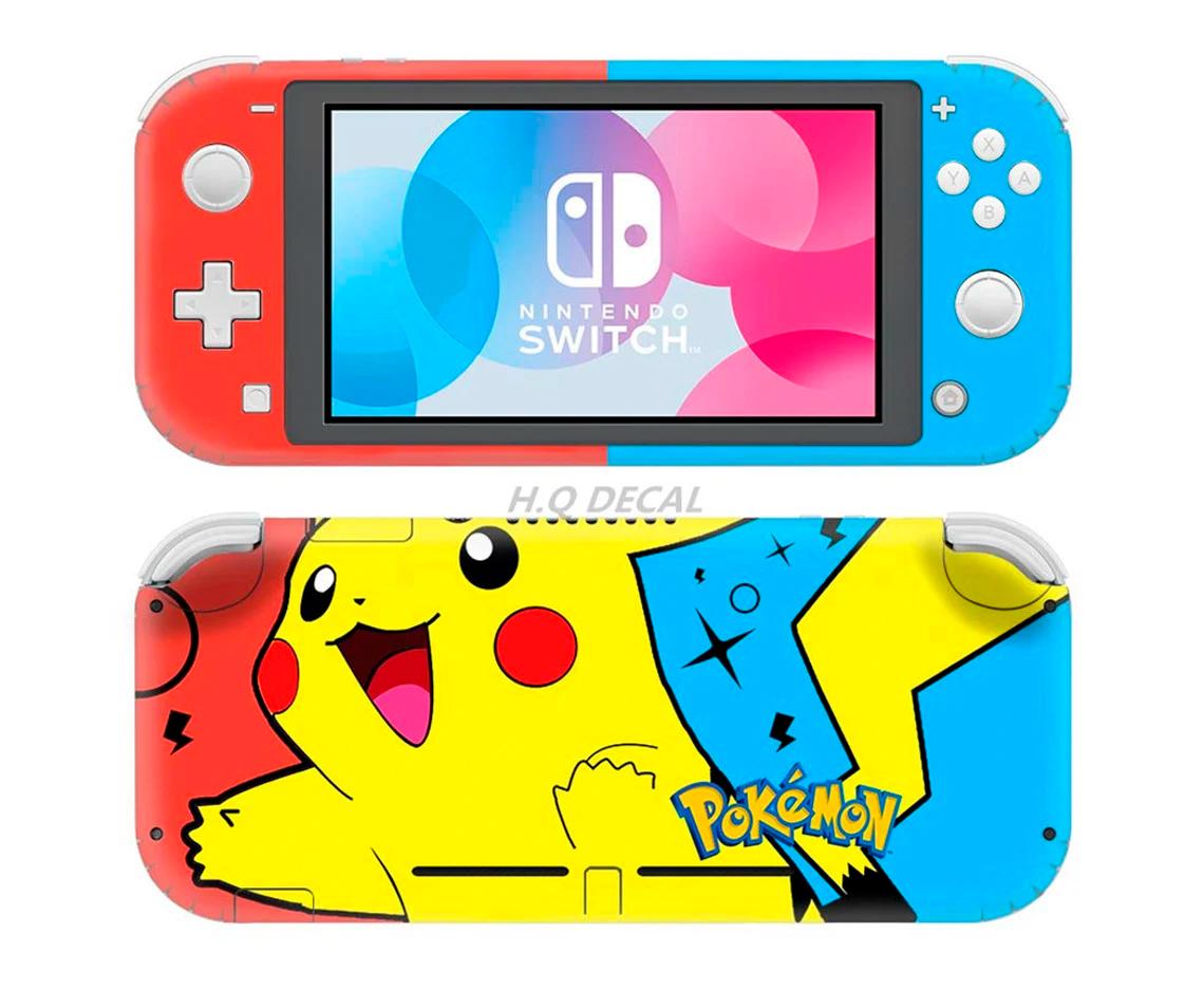 Skin decal dán Nintendo Switch Lite mẫu Pokemon Pikachu nền xanh đỏ (dễ dán, đã cắt sẵn)