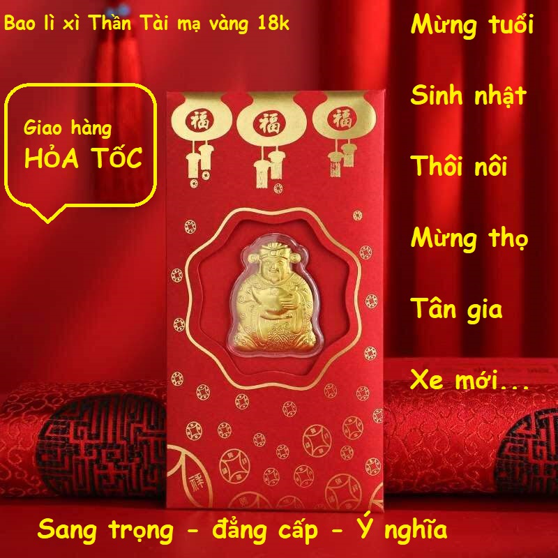 Bao Lì Xì Phát Tài, Mạ Vàng 18K, Mừng Năm Mới, Sự Kiện Mới, ... Kèm Vòng Tay