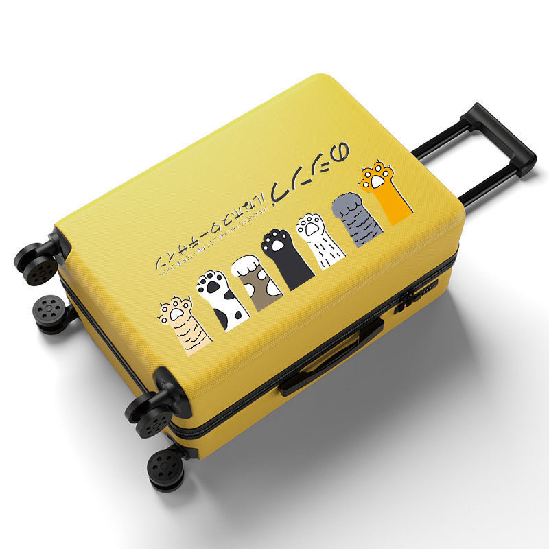 Vali Kéo Du Lịch In Hình Hoạ Tiết Tay Mèo Dễ Thương Chất Liệu Nhựa Nhám PC+ABS Dày Dặn 4 Bánh Xe Đôi Xoay 360 Độ Hàng Sẵn Kho Đủ Size 20/22/24/26 inch