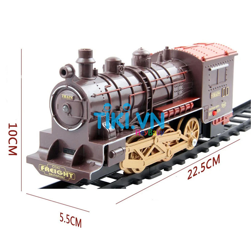 Bộ Đồ Chơi Tàu Hỏa Chạy PIN, 5 Toa , Cỡ Lớn Có Nhạc, Đèn, Khói Mô Phỏng Và Đường Ray, Mẫu Mới Chất Lượng Cao
