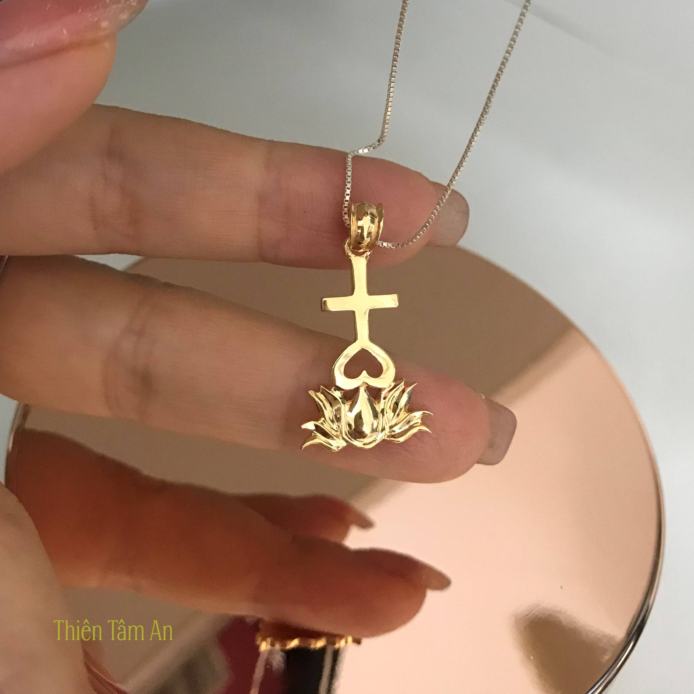 Mặt dây chuyền Thiên Tâm chất liệu Bạc mạ vàng 24K loại 2cm thiết kế thanh lịch gia công tinh xảo