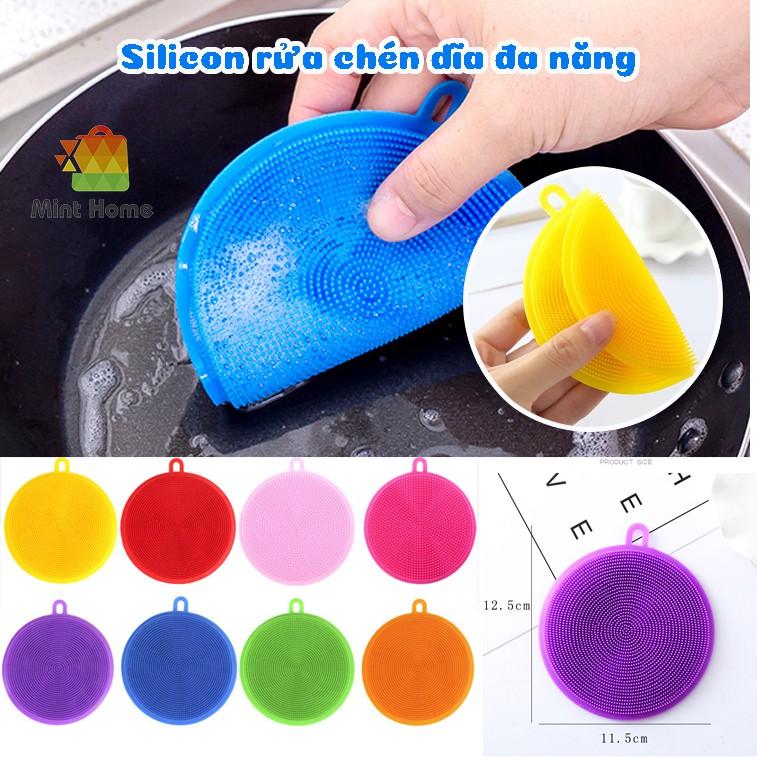 Miếng rửa chén, bát ăn cơm, ăn dặm cho bé bằng silicon mềm dẻo, đa năng, siêu sạch