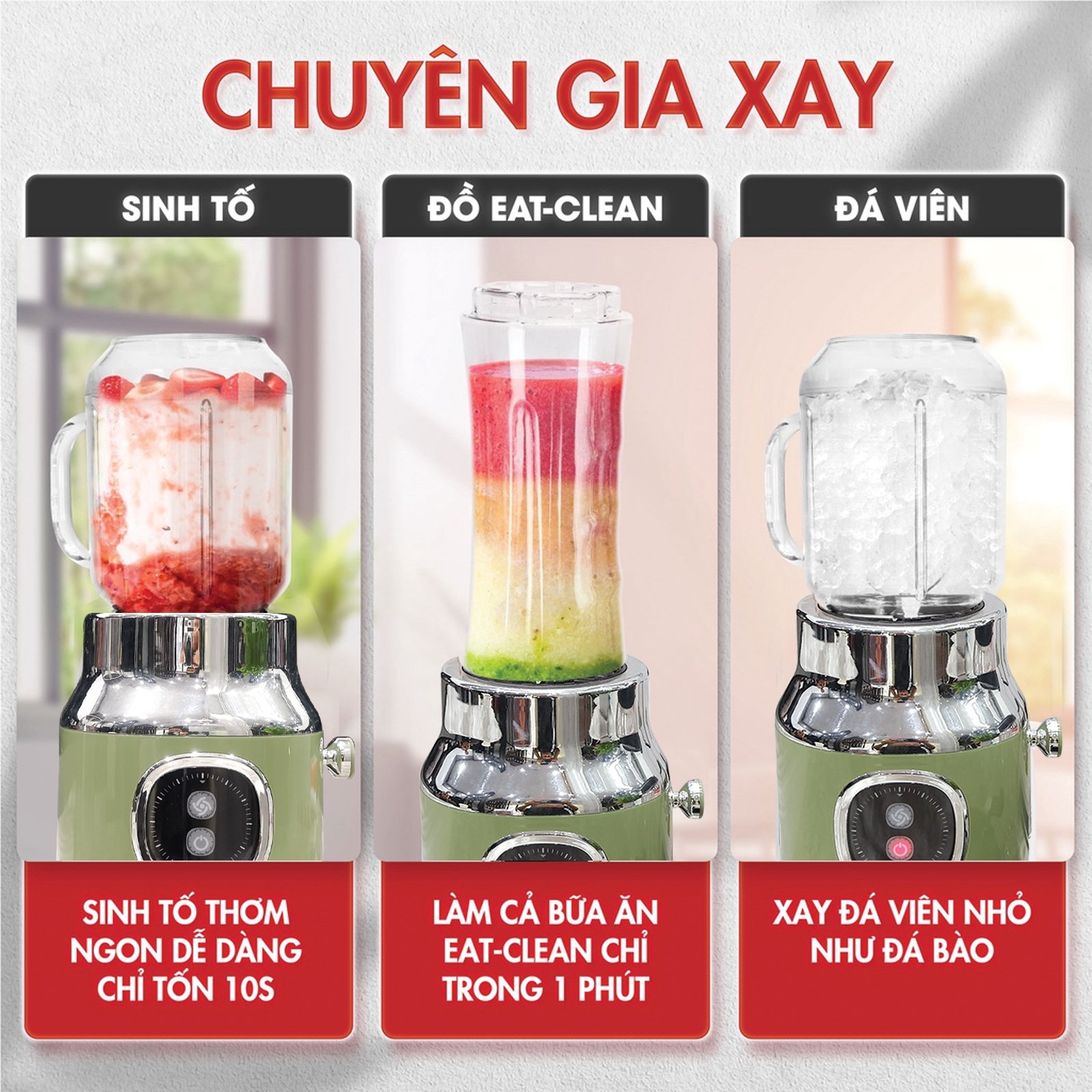 Máy xay sinh tố , máy xay thịt cầm tay, tặng kèm 3 cối xay hàng chính hãng