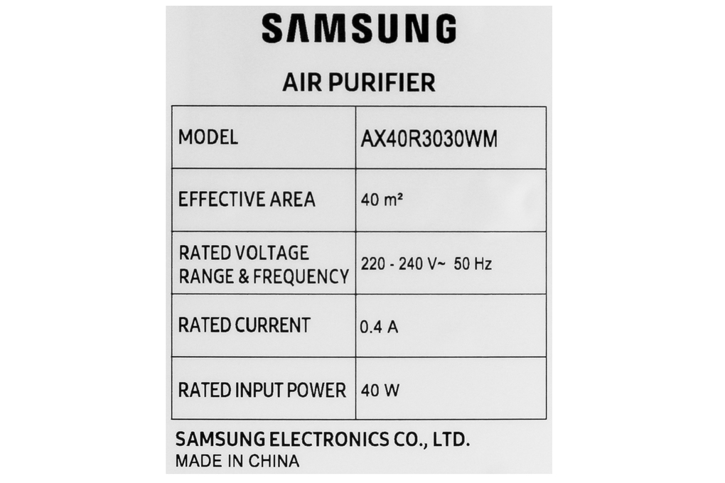 Máy lọc không khí Samsung AX40R3030WM/SV 40m2 - Hàng chĩnh hãng