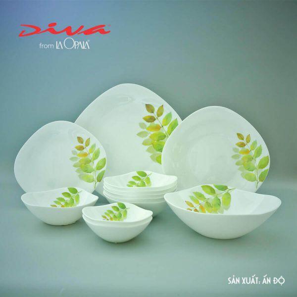 Bát Đĩa thủy tinh vuông Diva Ivory A.S (La Opala