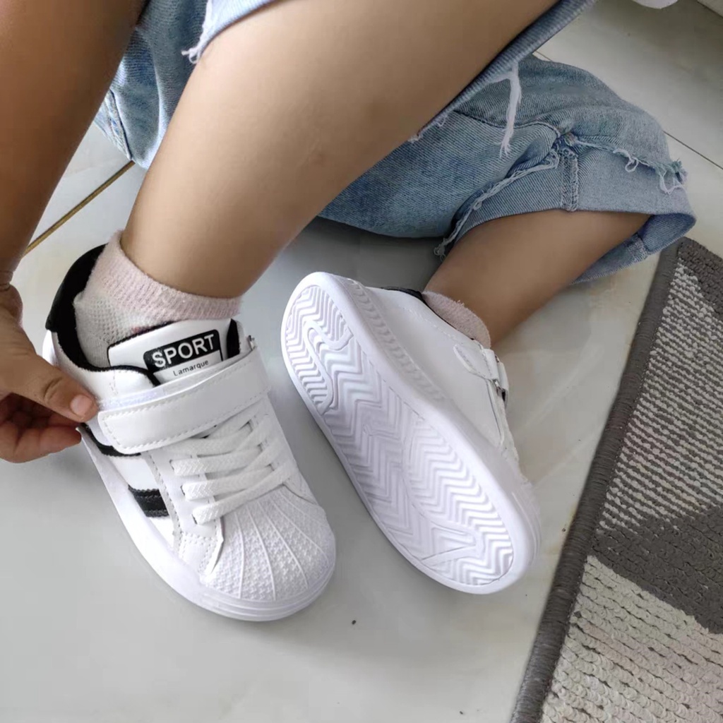 Giày thể thao Sport bé trai bé gái, Giày Sneakers cổ thấp quai dán tiện lợi đế cao su chống trơn trượt