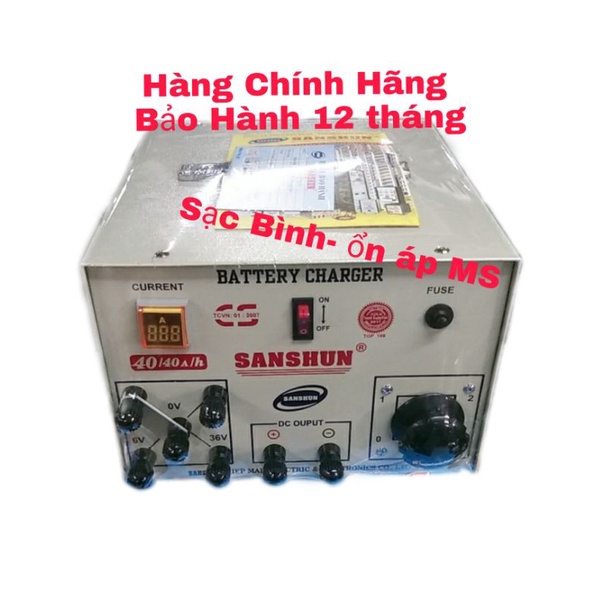 Máy sạc bình ắc quy 6V-12V-24V-36V 40A dùng cho ắc quy 200Ampe trở xuống