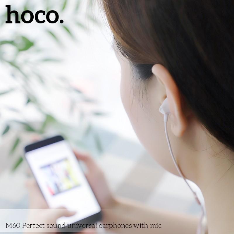 Tai nghe HOCO M60 tích hợp micro dài 1.2m bằng TPE độ đàn hồi cao tiện dụng