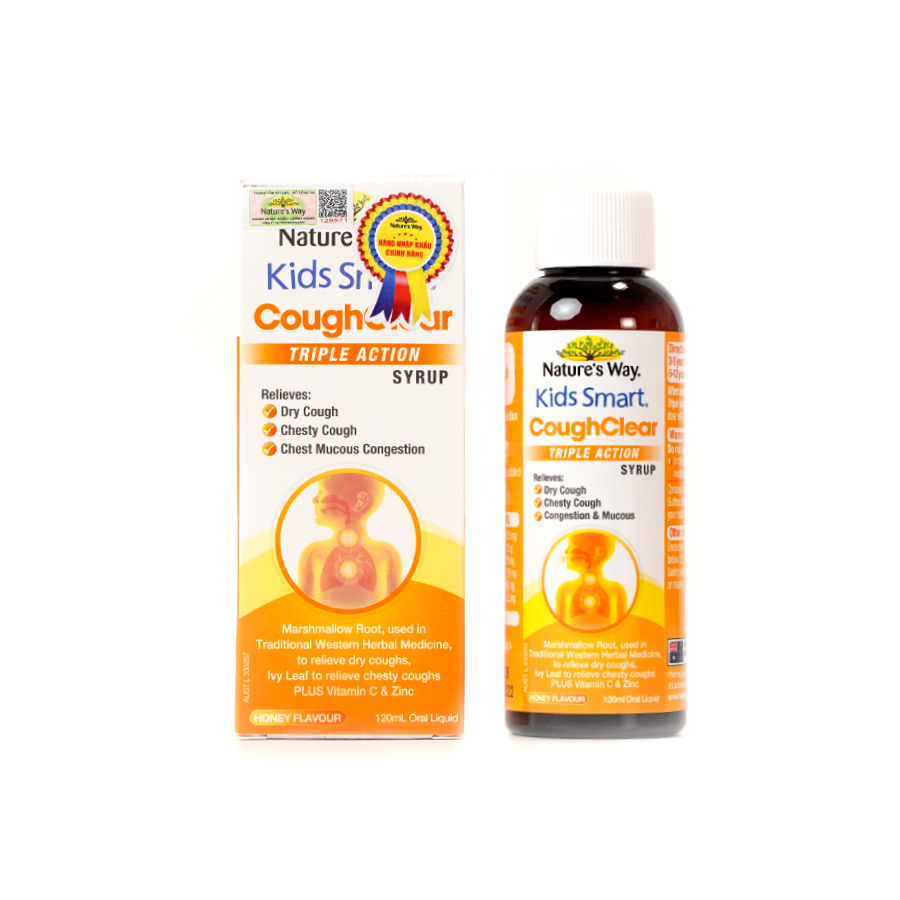 Siro Uống Nature’s Way Giảm Ho, Long Đờm, Tăng Cường Sức Khoẻ Hệ Hô Hấp 200ml Kids Smart Cough Clear Triple Action Syrup