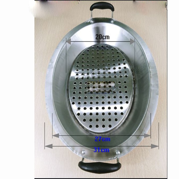 Bộ khay lẩu cá chép om dưa nguyên con bằng inox cao cấp sử dụng cho mọi loại bếp kể cả bếp từ, chuyên dùng cho gia đình, nhà hàng, quán ăn kèm vỉ lót