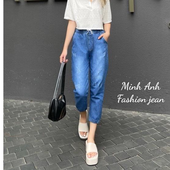 Quần jean nữ baggy lưng thun cao cấp có size đại