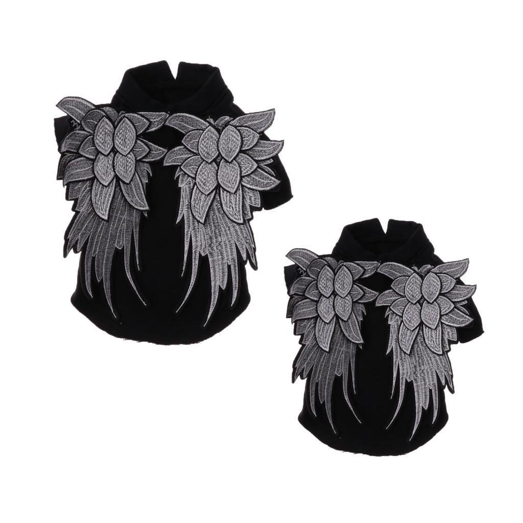 Angel Wings Pet Dog Cat Cotton Clothes Coat Autumn Winter Apparel Black S