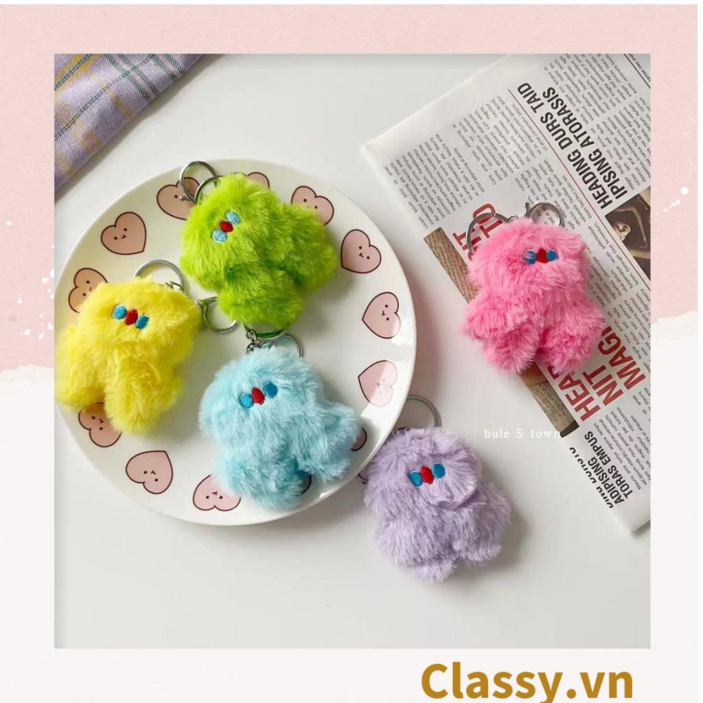Móc khóa Classy, móc đeo điện thoại búp bê lông siêu mịn, gắn túi xách, chìa khóa, điện thoại PK1502